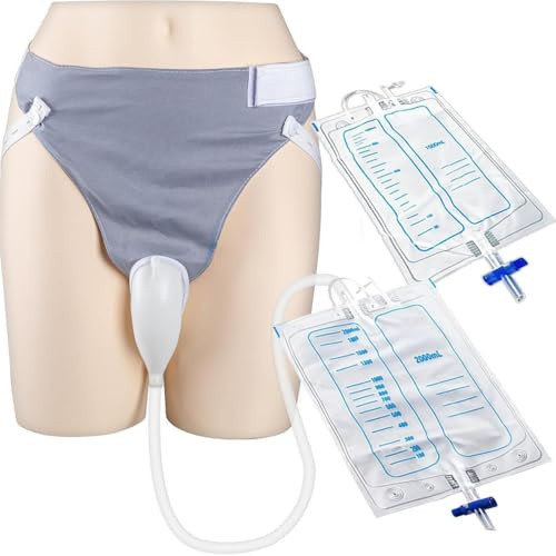 Sacca per la raccolta dell'urina indossabile, previene le perdite di urina con catetere in silicone riutilizzabile (2000 ml e 1000 ml) per pazienti allettati affetti da incontinenza urinaria.(Male)