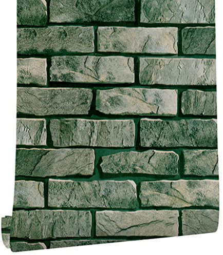 Wdbild Adesivo da parete in pietra di mattoni, carta da parati adesiva per casa, soggiorno, cucina, bagno, decorazione rimovibile in PVC, carta da parati e bastone