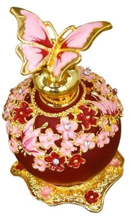 Sharplace Botella de perfume de vidrio, dispensador de perfume para viajes, botella de aceite esencial, contenedor portátil multiusos de 25 ml para mujeres, Rojo
