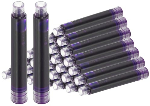 PATIKIL 30Pcs Fountain Pen Ink Cartridges, 3.4mm Bore Diameter Pen Ink Refill Standard International Refill Cartridges for Writing Business, Purple