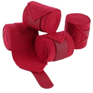 Sharplace Lot de 4 Bandages pour Jambes de Cheval, protège-tendons, Confortables et réutilisables, en Polaire Douce pour Le Saut et l'équitation, Rouge