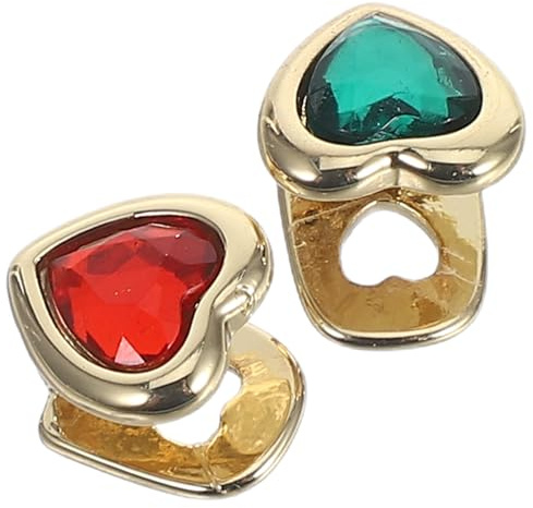 JOINPAYA 2 Stück Hip Hop Zahngrills mit Roten und Grünen Acryl Strasssteinen Dekorativer Zahnschmuck für Damen und Herren Einzelne Rapper Zahnkappen für Halloween und Partys