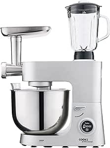 Robot ménager universel 3 en 1 Robot Pâtissier Professionnel avec Accessoires pour hachoir à viande, récipient à jus, protection anti-éclaboussures et bol mélangeur,Idéal Cuisine/Boulangerie Commerc