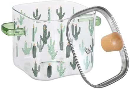 Mikinona Pentola in Vetro Borosilicato con Doppie Maniglie e Coperchio Pentola Trasparente per Pasta Zuppe Latte e Stufati Compatibile con Induzione Gas ed Elettrico