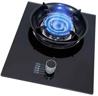 Outdoor Gas Stove, 4.2KW Camping Cooker, Kitchen Counter Top, Tempered Glass Cast Iron Pot Rack, with Flameout Protection, Burner BBQ Accessories(LPG)