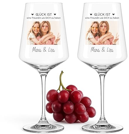 Love Faith - Besties - Personalisiertes Weinglas als Geschenk für Dich und Dein Bestie im 2er Set