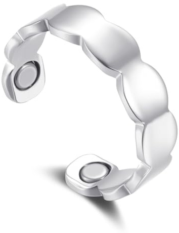 Lyzino Vital Ring, Silber Einfach/Schlange/Blume Magnetring mit Magnete | Verstellbar Anxiety Ring zum Stressabbau, 2026 Neu Vitalring für Besseren Schlaf, Magnet Ring zur Gewichtsabnahme für Damen