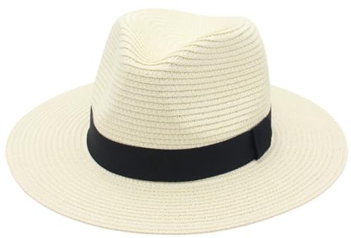 Wedhapy halmhatt män panama-hatt, brett brätte sugrör panama rulla upp en storlek Fedora strand sol för kvinnor män