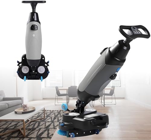 Lavasciuga Pavimenti Commerciale Portatile, Larghezza di Pulizia 17 Senza Fili, Serbatoi Doppi da 4,5L+7,5L, 350 RPM, Testa Rotante a 360°, 120 Min di Pulizia per Casa, Ufficio e Bagno Gray