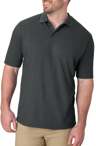 Hanes Men's Short Sleeve X-Temp W/ FreshIQ Polo, Charcoal Heather, XX-Large