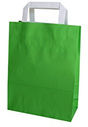PGV Papiertragetaschen mit Flachhenkel 22 + 10 x 29 cm (200 Stück, GRÜN)