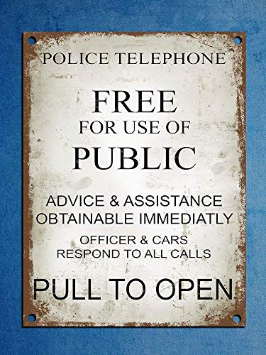 Metal tin sign 8x12 inches Vintage Style Police Phone Box Tardis Dr Who Wall Door Sign