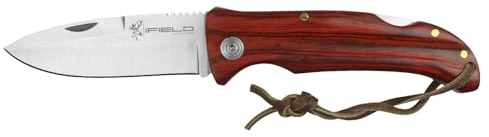 IFIELD Klappmesser Camper EL29041 Holzmesser, Holzgriff, 9,5 cm Klinge aus Edelstahl, Gesamtgröße 20,5 cm, Campinggerät zum Angeln, Jagen, Sportaktivitäten