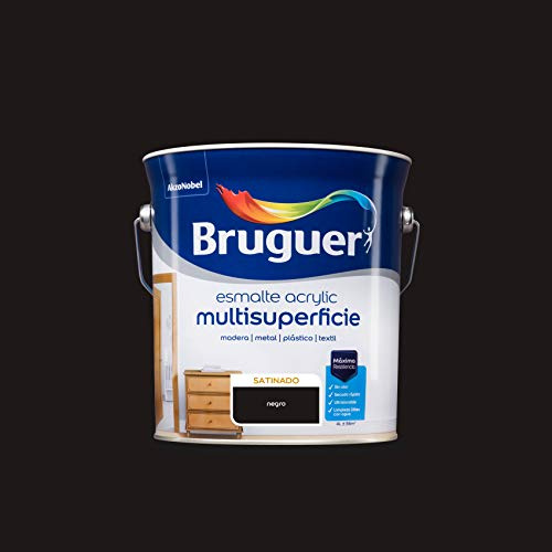 Bruguer Acrylic Multisuperficie Esmalte al agua Satinado Negro, 4 litros