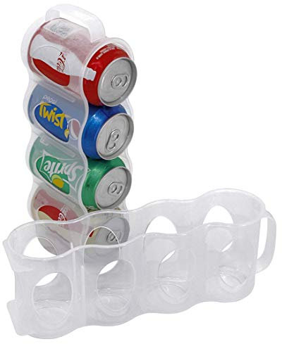 Porta Lattine con Maniglia, Frigo o Dispensa in Orizzontale o Verticale, Contenitore Salvaspazio Portatile, Set di 2