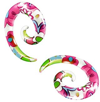 BanaVega 2 Stück Acryl Blume Blume Ohr Expander Ohr Expander Acryl Metall