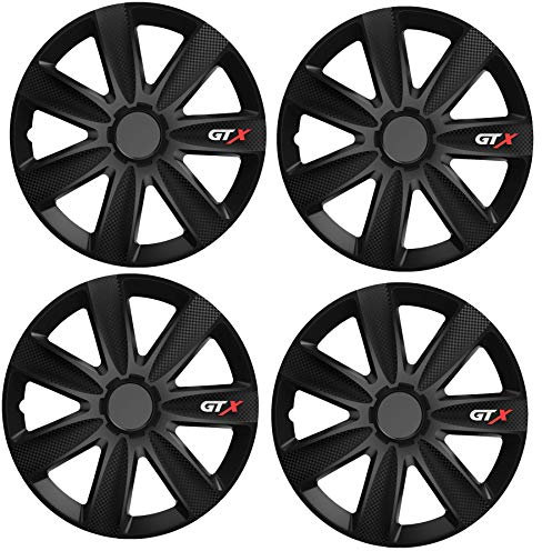 UKB4C 16 4 x Alloy Look Black GTX Multi-Spoke Wheel Trims Hub Caps Covers Protectors (4)
