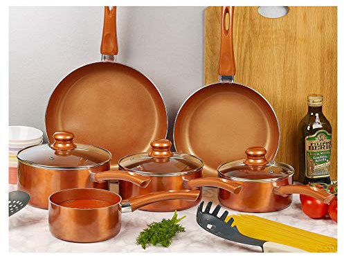 Large 6 Piece Saucepan and Frying Pan Cookware Set with Ceramic Non-Stick Coating in Pressed Aluminium, Suitable for All Hobs incl. Induction (6 Piece Saucepan and Frying Pan Set)