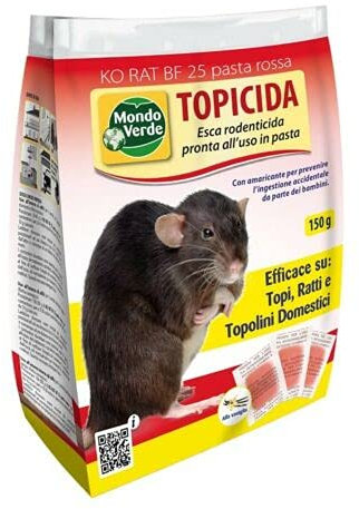 REPLOOD Topicida Veleno per Topi Esca Brodifacoum Rossa 150gr in Pasta per Ratti Topi