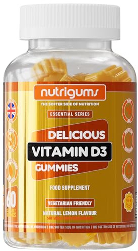 Vitamin D3 1000iu Gummy | High Strength | 60 Vegan Gummies | Suitable for 12+ Years | Lemon Flavour | Immune, Bones & Muscle Support by NUTRIGUMS®