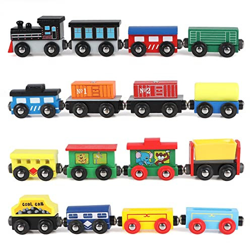 KABENFIS 16-teiliges Holzeisenbahn-Set Magneteisenbahn-Set für Mädchen und Jungen