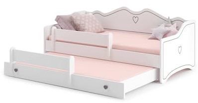 Dmora - Lit simple Elblag, Sommier pour chambre, Literie par chambre, Support de matelas, 164x88 h70 cm, Blanc et gris