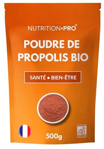 Propolis bio en poudre | Certifiée pure et naturelle | Santé/immunité | Bio/Ecocert | Fabriquée en France | Nutrition pro (500G)