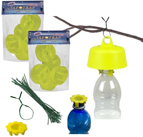 TAP-TRAP® giallo - 10 tappi trappola originali, la vera esca ecologica + legacci da giardino per appenderli (10 pz giallo)