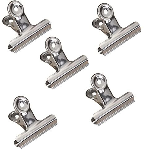 5 Stück kleine Verschlussclips Metall | 63mm Tüten Clips | Brief Klammern aus Edelstahl mit starker Federkraft | Lebensmittelbeutel Verschlussklammern | Metallklemmen für EIN luftdichtes Abschließen
