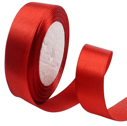 23 Meter Satinband Rot 25mm Satinband Bänder, Breit Schleifenband Dekoband Stoffband Geschenkband Hochzeitsdeko Schleife für Geschenkverpackung,Kunsthandwerk,Haarschleifen,Blumenstrauß,Dekoration
