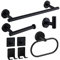 Linyoish 8 Piezas Juego baño Accesorios Acero Inoxidable Toallero,Sujetador Papel de baño,Anillo de Toalla,Gancho para Bata,Ganchos Adhesivos,Soportes Adhesivos para maquinillas de Afeitar (Negro)