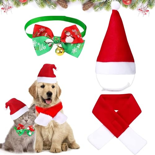 Weihnachtsmütze Hund, Hund Katzen Weihnachtsmütze, Haustier Weihnachtskostüm Zubehör, Weihnachten Kostüm, Justierbare Weihnachten Mütze, Stirnband mit Glocken