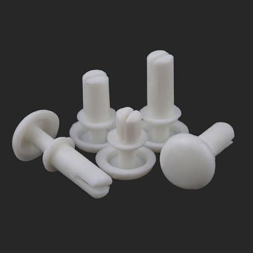 Remaches de nylon lisos Negro/Blanco Remache a presión Diámetro 2 mm 3 mm 3,5 mm 4 mm 5 mm 6 mm-R2024,50 piezas, blanco