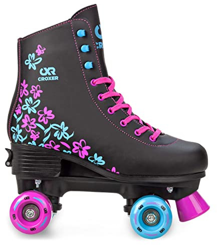 CROXER Rollschuhe Roller Skates für Kinder Erwachsene Mädchen Damen verstellbar (Tonia Black, 35-38 (22,5-24cm))