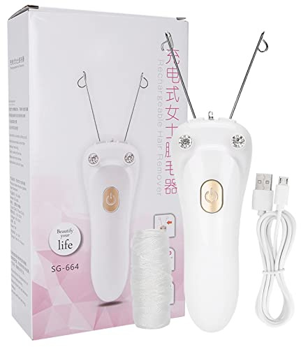Akozon Gesichtshaarentferner für Frauen, Elektrischer Epilierer Damen Haarentfernung Hair Removal USB Aufladen mit Host-Baumwollfaden-USB-Kabel (Gold)
