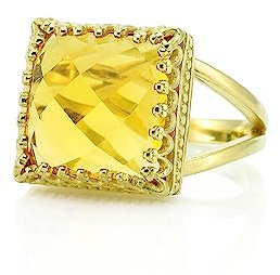 14k Anillo de Oro Citrino - Regalos de Dama de Honor - Anillo de Novia - Noviembre Piedra de Nacimiento - Regalo de Cumpleaños - Recién Nacido Piedra de Nacimiento Joya