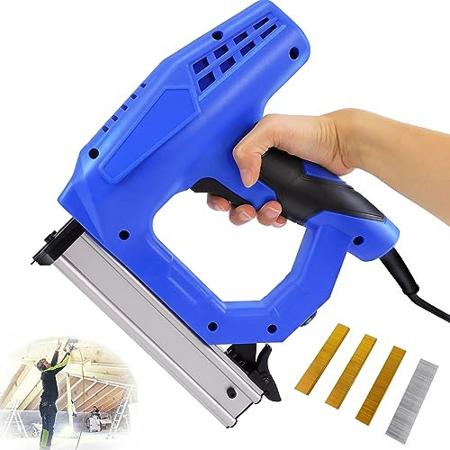 2350W Elektrotacker Nagelpistole mit 300 Klammern und 100 Nägel, Profi Elektrotacker Hefter Pistole Werkzeugtacker Handtacker Set Tacker für Polstern Befestigungsmaterial Zimmerei Möbel
