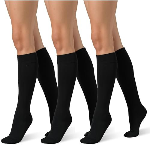 NOLOGO Wintersocken Damen Kniehoch Vancouver aus Fleece 3 Paar - Thermosocken Damen, Thermo Kniestrümpfe Damen, Winter Overknee Strümpfe Damen, Extra Warm Skisocken