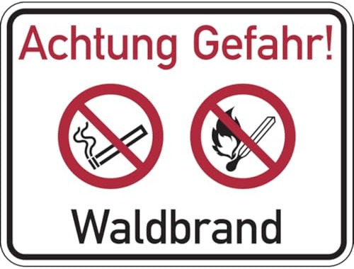Dreifke® Hinweisschild, Achtung Gefahr! Waldbrand - 400x300x2 mm Aluverbund