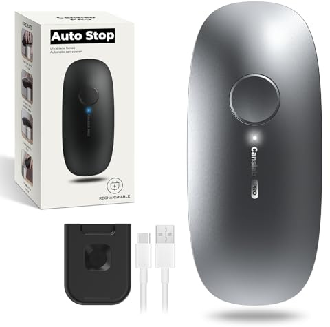 Canslab Ultrablade PRO - Apriscatole elettrico ricaricabile tramite USB, per anziani con artrite, apriscatole automatico One Touch, bordo liscio, apriscatole di piccole dimensioni, colore: argento