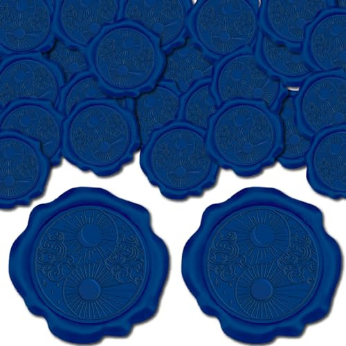 craspire 100 Stück Sonnenwachs-Siegelaufkleber, Blau, Selbstklebende Umschlagversiegelungsaufkleber, Wolke, Mond, Dekorationsaufkleber Für Einladung, Umschlag, Dekor, Geburtstag, Party, Basteln