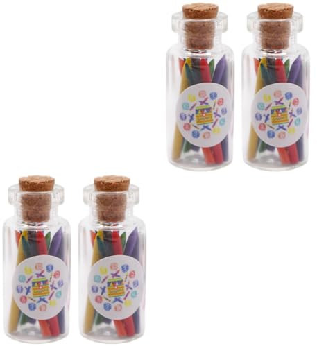 Toyvian 4 Sätze Puppenhaus Spielzeug Puppenhauszubehör Zubehör Spielset aus Holz Buntstifte Puppenhaus-Ornament Foto-Requisiten Essen spielen schmücken kleine Dinge Modell Ob11 Glas