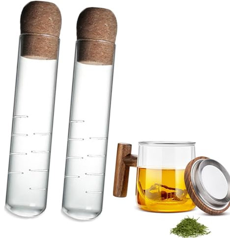 XNSHUN 2 Stück Teesieb Aus Glas, Tee Infuser Teefilter Mit Kork, Feinmaschig Teestab Losen Tee Wiederverwendbar Für Teekannen,Tassen, Losen Tee, Gewürze