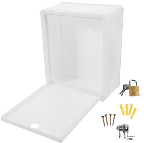 Luxshiny Caja de leche montada en la pared con cerradura, soporte de plástico para botella de leche y buzón con cerradura, contenedor para exteriores que ahorra espacio, 8.46 x 6.69 x 3.74 pulgadas