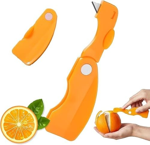 loutlo Faltbarer multifunktionaler Schäler, 2024 neuer Orangenschäler, leicht zu öffnender Orangenschäler, Zitrusschäler, scharfe Klinge, Orangenschäler, kreatives Küchen-Orangenschäler-Gadget (1