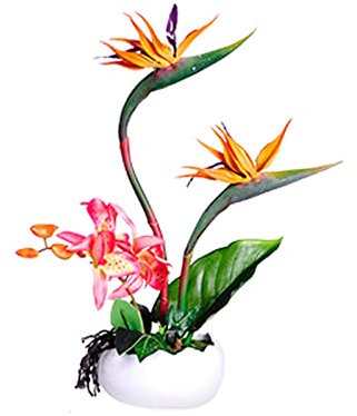 Générique Support de plantesPlantes artificielles en Pot, orchidée Artificielle avec Vase de Fleur pour Table de Cuisine, Plante d'orchidée Phalaenopsis Lumineuse