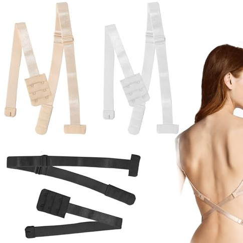 3 Pairs Low Back Bra Converter Soft Bra Extender Low Back Adjustable Bra Extenders 2 Hooks 3 Assorted Colors Elastic Bra Straps for Backless Dress for Ladies Girls Dress Wedding Party | Bra Extenders 2 Hooks 3 Assorted Colors Elastic Bra Straps for Backless Dress for Ladies Girls Dress Wedding Party