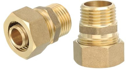 QUARKZMAN 4pz Ottone Compressione Tubo Raccordo 18mm Tubo OD x G1/2 Maschio Connettore Dritto Giunto Adattatore Giunto Raccordi