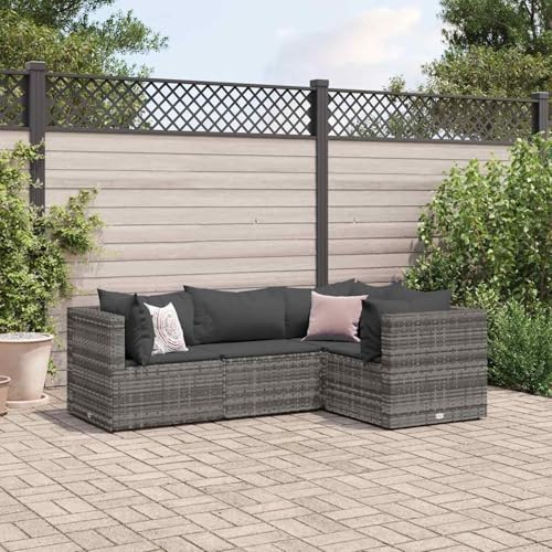 Homgoday Garten-Lounge-Set Grau PE-Rattan Ecksofa & Mittleres Sofa mit Kissen, 2er Set, 63x63x57,5 cm - für Terrasse und Innenhof Model3308074