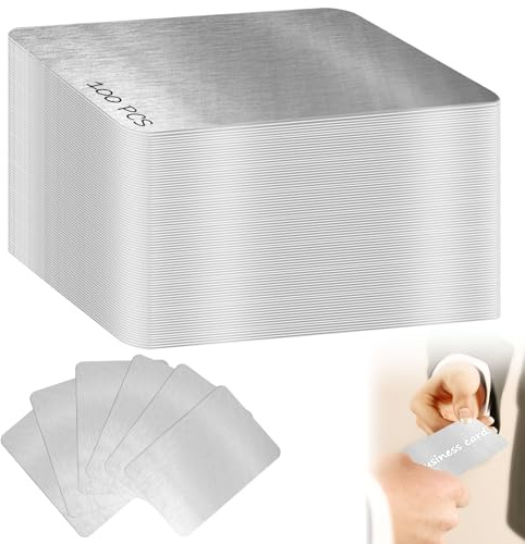 100 Biglietti da Visita in Metallo - Alluminio grezzo Inciso Laser - Opaco Per Clienti d'Ufficio